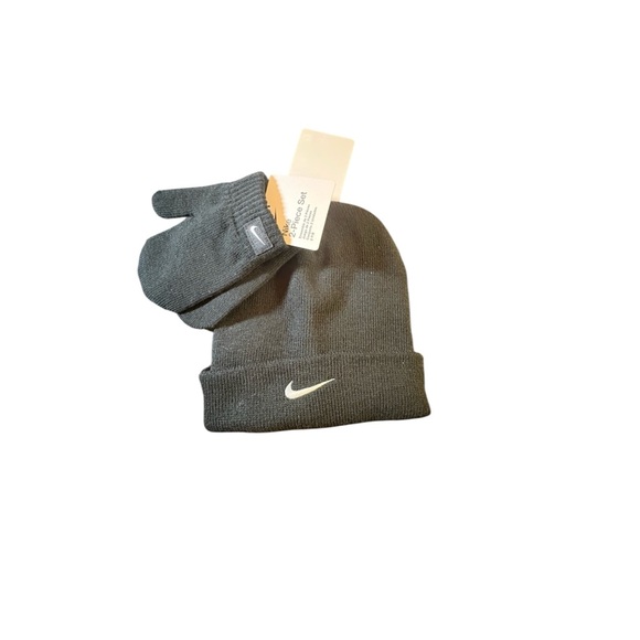 Nike Other - Nike Toddler Black Knit Beanie and Gloves Set fits like 2/4T